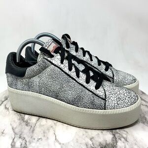 Ash Cult Platform Crackle Leather Trainers 40 Luxe